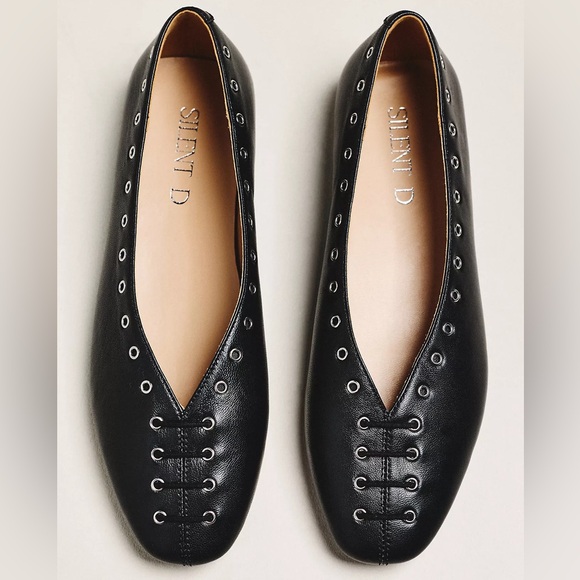 Silent D Shoes - Anthropologie Silent D Lonny Grommet Lace-Up Flats Black US Size 9-9.5 EU 40 New
